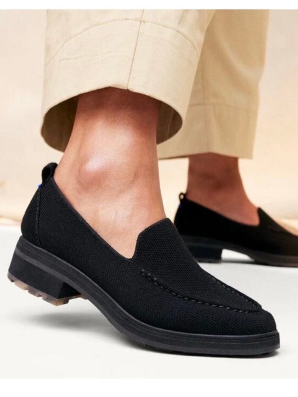 Rothy's Womens The Lug Loafers Onyx Black 12.5